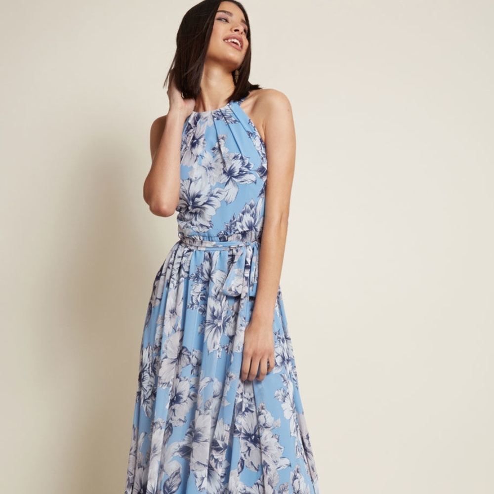 Eliza J Modcloth Blue Floral Maxi Dress Sz 10